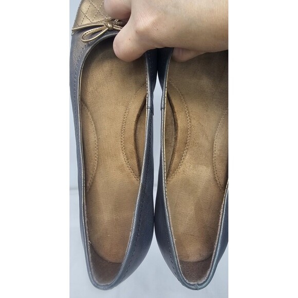 Aerosoles Beckon Metallic Blue & Gold Bow Leather Flats Women US 9.5M Cap Toe - Picture 10 of 16